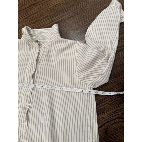 Aerie White Tunic top Womens Small Slit Blend Popover Long Sleeve Collared - Picture 10 of 11